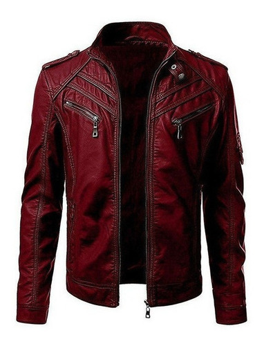 Chaqueta Hombre Invierno Chaqueta De Piel Sintética Biker Mo