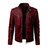 Chaqueta Hombre Invierno Chaqueta De Piel Sintética Biker Mo