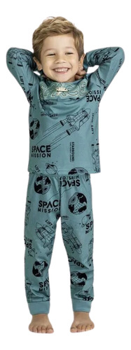 Pijama Infantil Menino Manga Longa Meia Malha Kyly 1000655