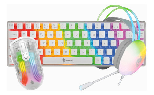 Kit Gamer Lumini Evolut Teclado Mecânico Mouse E Headset