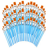 60 Pinceles Planos A Granel, Pinceles De Pintura Acrilica An