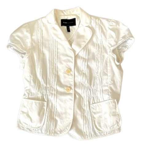 Saco Blusa Blanco De Botones Y Manga Corta Bcbg