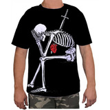 Camisa Camiseta Masculina Estampa Caveira Osso Esqueleto 3