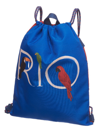 Bolsa Praiana Farm Pontinho De Arara Cor Azul-escuro Desenho Do Tecido Liso