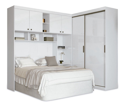 Guarda-roupa Casal Paris Compacto 6 Portas 5 Gavetas Branco