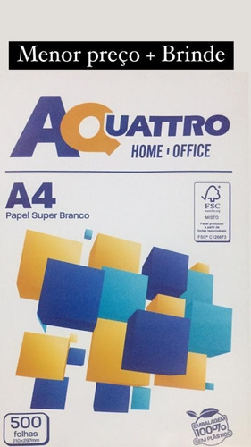 Papel Sulfite A4 500 Folhas Aquattro Branco 75g - Brinde