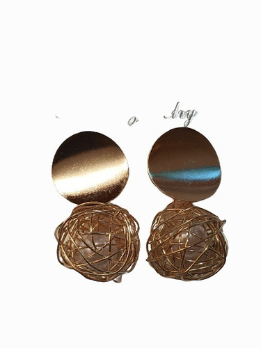 Aretes Mujer, Acrílicos Coreanos Estilo Vintage Dorado Globo