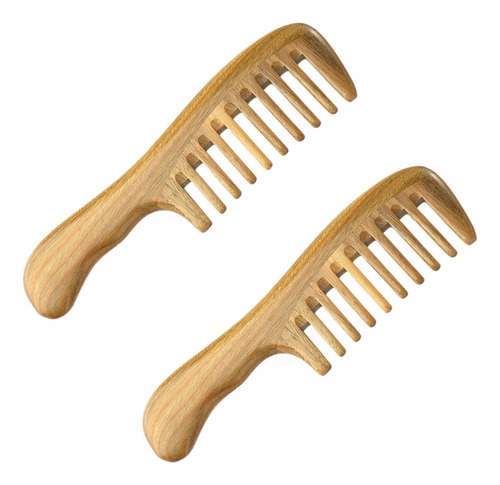 2 Peinetas De Madera De Sándalo Natural De Dientes Anchos, N