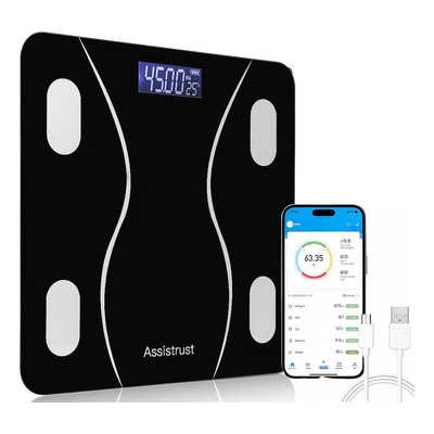 Báscula Digital Assistrust 180kg Vidrio Templado Con Bluetooth IMC Grasa Corporal | Envío gratis