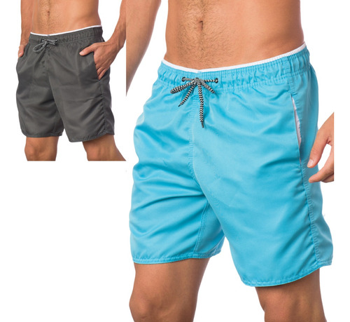  Short Tactel Masculino Kit 2 Tecido Grosso Praia Academia 