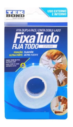 Cinta Doble Faz Ultra Fuerte Interior 19 Mm X 1,5 M Tekbond Color Transparente Liso