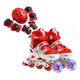 Patines Lineales Ajustables Con Luz + Kit Protección