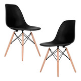 Set X2 Silla Comedor Eames Living Diseño Moderno Madera Color De La Estructura De La Silla Negro