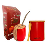 Kit Matesito Chimarrão Cuia + Bomba + Pote + Erva Mate Cor Vermelho