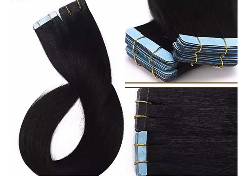 20 Extensiones Tape Adhesivas Pelo Natural Negro 50cm