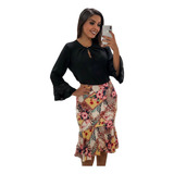 Camisa Feminina Plus Size Manga 3/4 Barata Social Sku:bmlp10