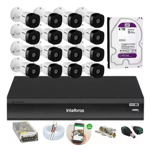 Kit Intelbras 12 Vhd 1230 Full Hd Dvr 16ch Imhdx 3116 C/4tb