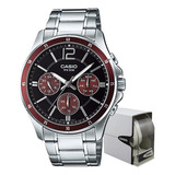 Reloj Casio Mtp-1374d-5avdf Cuarzo Hombre Color De La Correa Plateado Color Del Bisel 5avdf Color Del Fondo Negro