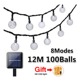 100led Solar Cristal Bola Luces De Navidad Decoración Cadena