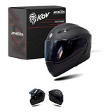 Casco Abatible Kov Original Estelar Negro Mate Con Luz Stop