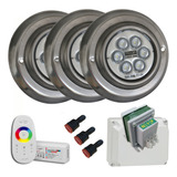 Kit Completo 3 Luces De Pileta De Material 20w Rgb Color Led