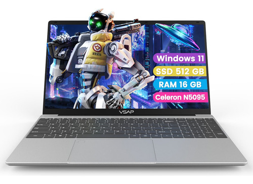 Laptop Intel Celeron 2 En 1 Notebook Ddr4  16 Gb  Ram 512 Gb Ssd 15.6' Plateado 1920 Px X 1080 Px  Windows  11