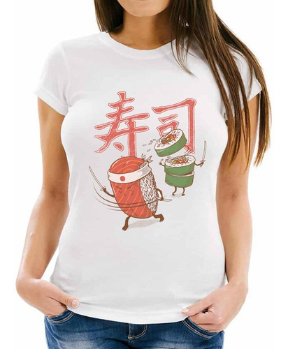 Playera Sushi Samurai Dibujitos Japos Dama