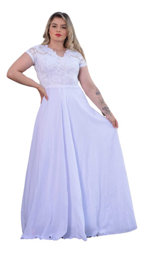 Vestido Festa Madrinha Manguinha Longo Do P Ao Plus Size