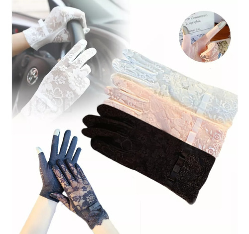 Guantes De Protección Solar De Encaje De Verano Para Mujer