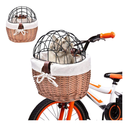 Cesta Delantera Para Perros, Cesta De Bicicleta Tejida De Sa