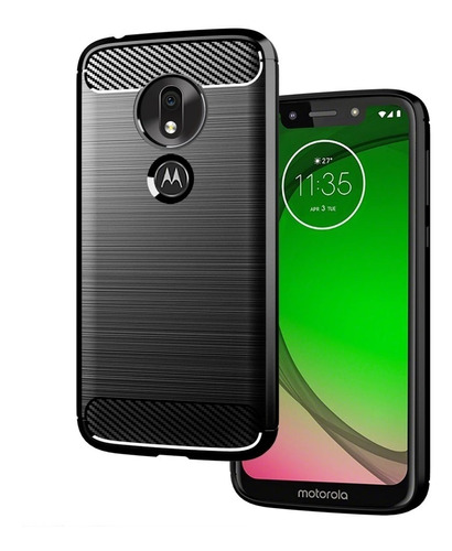 Funda Para Motorola Tipo Fibra De Carbón Silicon Resistente