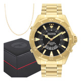 Relógio Technos Masculino Skydiver Anadigi Original Dourado