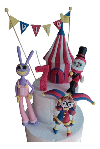 Digital Circus Adorno De Torta Porcelana Fria X 3 Y Circo 