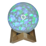 Lámpara Luna 10cm Luz Led Colores Figura Base Madera Y Cable