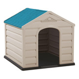 Casa Para Perro Pequeña Taupe Techo Azul 68x61x58 Cms Rimax