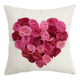 Funda De Almohada Corazones Rosas Diseño San Valentín 45x45