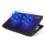 Base Ajustable Para Macbook Soporte Notebook Fan Cooler Color Negro Color Del Led Azul