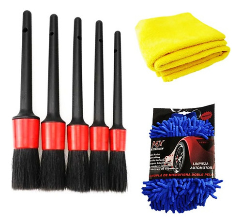 Kit 5 Brochas Pinceles Cepillo Auto Moto Premium Detailing