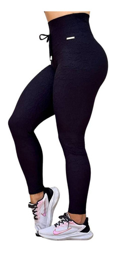 Calca Legging Comum Jacquard Perle Preta Moving