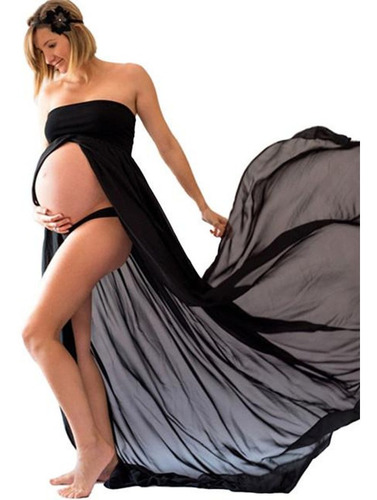  Vestido Strapless Embarazada Falda De Gasa Sesión De Fotos 