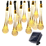 Guirnalda De Luces Solares De Gotas De Agua, 12m, 100led