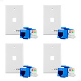 Kit 4 Placas Epro-fp10 + 4 Jacks Rj45 Cat5e Azules Enson