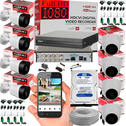 Cámaras De Seguridad Kit Dvr 8ch + 8 Cam 1080p + Disco 1tb