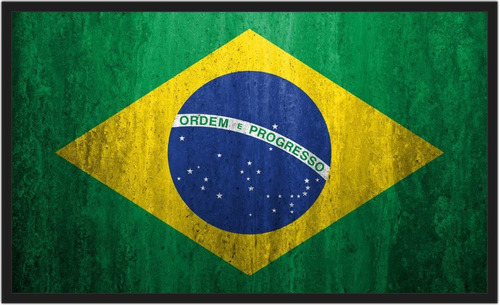 Quadro Grande Salas Bandeira Do Brasil Países Moldura Q03
