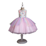 Vestido De Princesa De Fiesta Elegantes Niñas De Unicornio