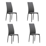 Interimobel: 4 Sillas Para Comedor Ceres Tapizadas En Vinil Estructura De La Silla Negro Asiento Gris Oscuro