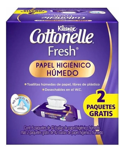 Papel Higiénico Húmedo Kleenex Cottonelle Fresh 42p 8 Pack