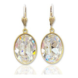 Aretes Cristal Austriaco Swarovski Ovalado. Rodio Platinado