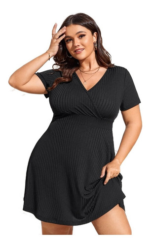 Vestido Corto Casual Campana Plus Size Curvy Tallas Extra