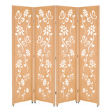 4 Biombo Floral Painel Folha Mdf Divisor Ambiente Rodízio